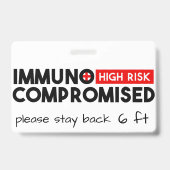 Badge Insigne de sensibilisation à haut risque immunocom (Dos)