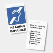 Badge Insigne de support pour malentendants (Avant & arrière)