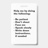 Badge Insigne de support pour malentendants (Arrière)