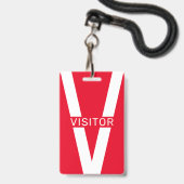 Badge Insigne des visiteurs de lettre V géant (Face avec cordon)