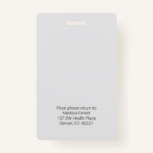 Badge Insigne d'ID de bureau Médicale photo (Dos)