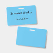 Badge Insigne d'ID de travailleur essentiel (Front & Back)