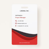 Badge Insigne d'ID d'employé moderne rouge personnalisé (Dos)