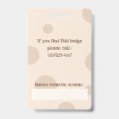 Badge Insigne d'ID photo vertical de l'instructeur de co (Arrière)