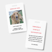 Badge Insigne d'identification de chien de service (Avant & arrière)