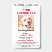 Badge Insigne d'identification de chien du service TSPT  (Avant)