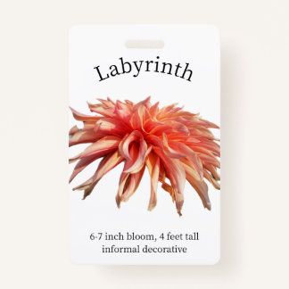 Badge Insigne d'identification de Labyrinth Dahlia