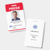 Badge Insigne d'identification de l'employé de la presse (Avant & arrière)