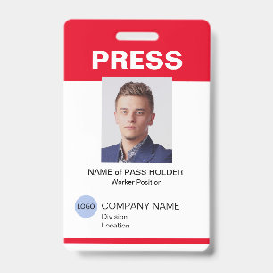 Badge Insigne d'identification de l'employé de la presse