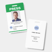 Badge Insigne d'identification de l'employé de la presse (Avant & arrière)