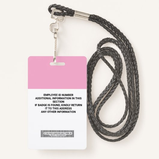 Badge Insigne d'identification de l'employé personnalisé (Derrière avec lanière)