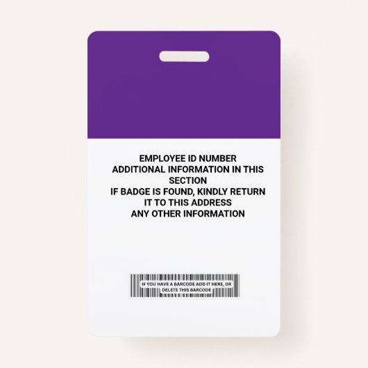 Badge Insigne d'identification de l'employé personnalisé (Dos)