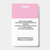 Badge Insigne d'identification de l'employé personnalisé (Arrière)