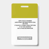Badge Insigne d'identification de l'employé personnalisé (Back)