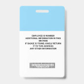 Badge Insigne d'identification de l'employé personnalisé (Arrière)