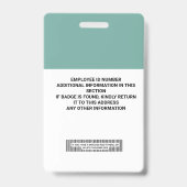 Badge Insigne d'identification de l'employé personnalisé (Arrière)