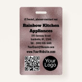 Badge Insigne d'identification métallique rose foncé Fau (Dos)