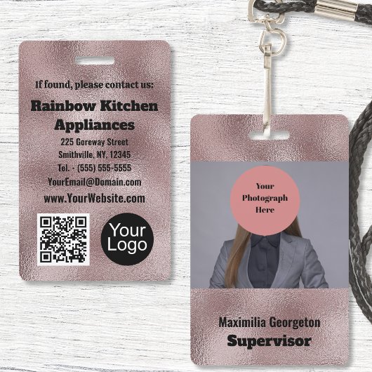 Badge Insigne d'identification métallique rose foncé Fau