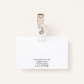 Badge Insigne d'identification photo (Dos avec clip)