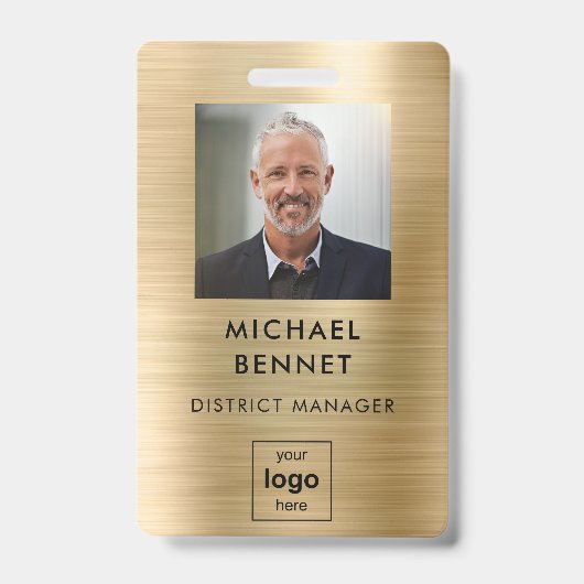 Badge Insigne d'identification photo de l'employé en mét (Face)