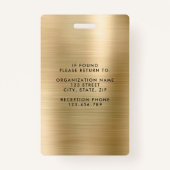 Badge Insigne d'identification photo de l'employé en mét (Dos)