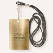 Badge Insigne d'identification photo de l'employé en mét (Derrière avec lanière)