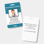 Badge Insigne d'identification photo de l'employé Médica (Avant & arrière)