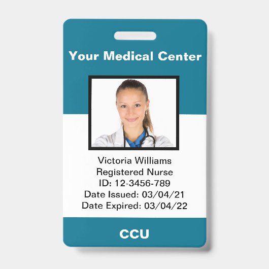 Badge Insigne d'identification photo de l'employé Médica (Avant)