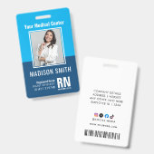Badge Insigne d'identification photo de l'employé Médica (Recto et verso)