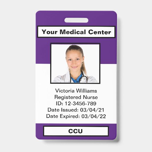 Badge Insigne d'identification photo de l'employé Médica (Avant)