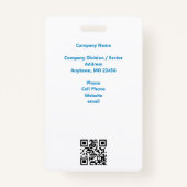 Badge Insigne d'identité de la photo de l'entreprise (Dos)