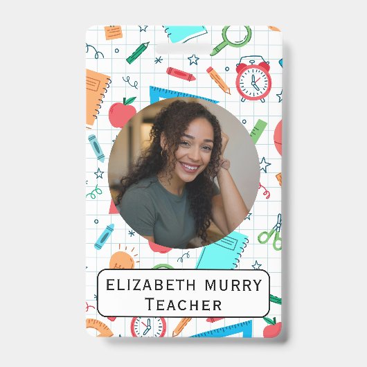 Badge Insigne d'identité de l'enseignant avec fourniture (Avant)