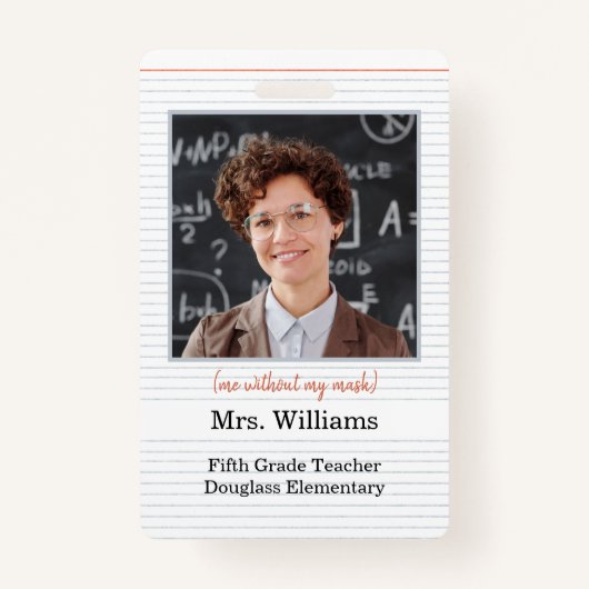 Badge Insigne d'identité de l'enseignant avec photo, uti (Devant)