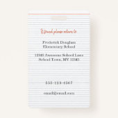 Badge Insigne d'identité de l'enseignant avec photo, uti (Dos)