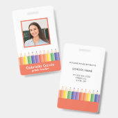 Badge Insigne d'identité de l'enseignant customisé Color (Avant & arrière)