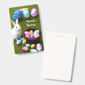 Badge Insigne d'identité du chasseur d'oeufs de Pâques (Avant & arrière)