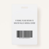 Badge Insigne d'identité personnalisé Numéro d'identific (Dos)