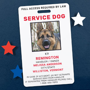 Badge Insigne d'identité photo de chien de service