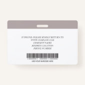 Badge Insigne d'identité photo de l'employé de l'hôpital (Dos)