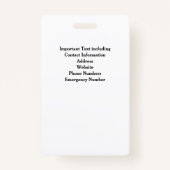 Badge Insigne d'identité photo de l'enseignant personnal (Dos)