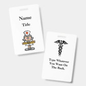 Badge Insigne d'infirmière aux cheveux gris dessinés à p (Avant & arrière)