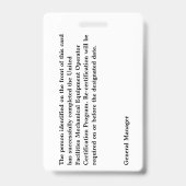 Badge Insigne employé de chariot élévateur (Arrière)