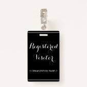 Badge Insigne glamour "Visiteur Inscrit" (Dos avec clip)