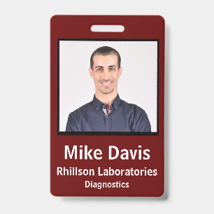 Badge Insigne ID employé Conception verticale Bourgogne