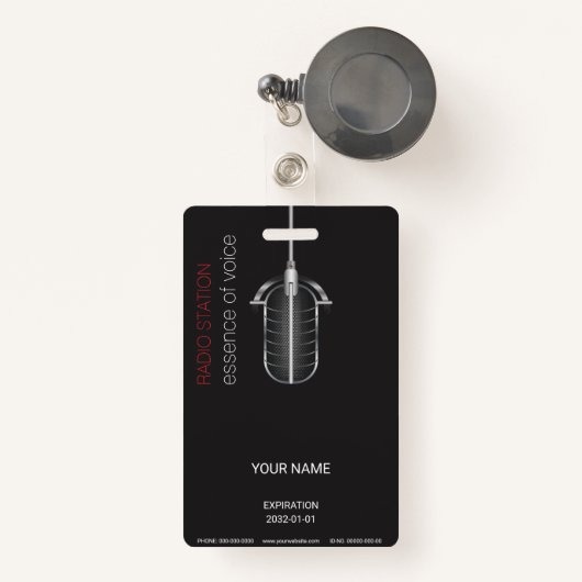 Badge Insigne microphone (Front with Retractable)