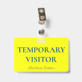 Badge Insigne minimaliste "VISITEUR TEMPORAIRE" (Back with Clip)