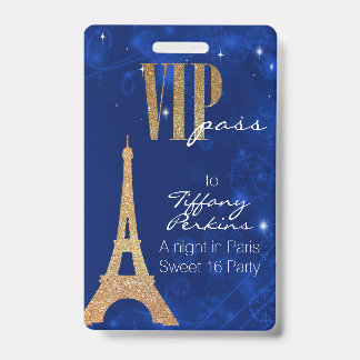 Badge Insigne orienté de la partie VIP de Paris