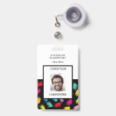 Badge Insigne photo de l'école de l'enseignant (Avant avec rétractable)