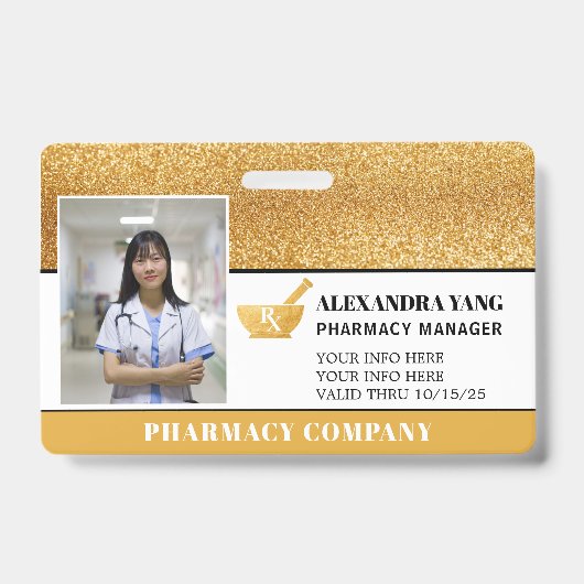 Badge Insigne photo de luxe Pharmacy Gold (Avant)