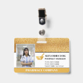 Badge Insigne photo de luxe Pharmacy Gold (Avant avec clip)